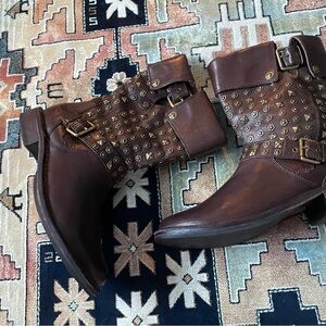 Studded Brown Ankle Boots